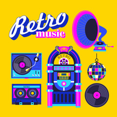 Retro music. Vector illustration.