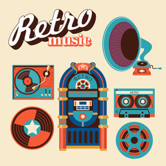 Retro music. Vector illustration. - 203812129
