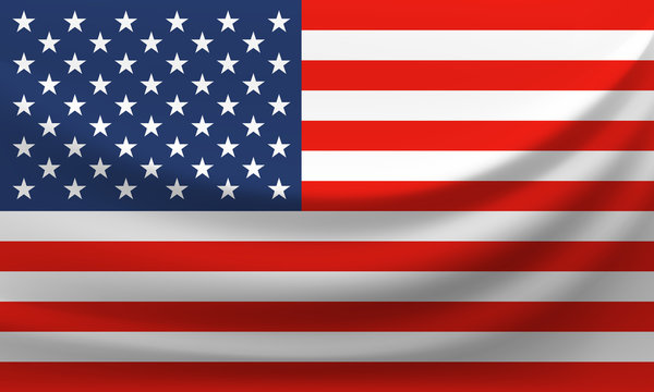 Waving national flag of United States of America. Vector illustration