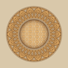 Round frame with vintage ornament .Flower pattern