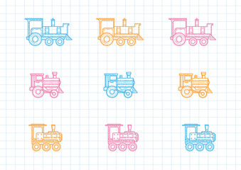 Set of trains .Color locomotive