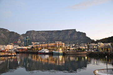 Victoria and Alfred Waterfront scenic view in Cape Town, South Africa  