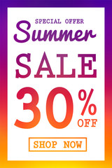 Summer Sale - special offer. Concept of multicoloured poster. Vector.