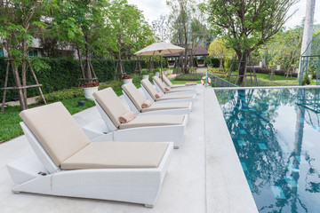 The bed for sleep side swimming pool,Time for relax