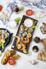 seafood snacks: shrimp and mussels