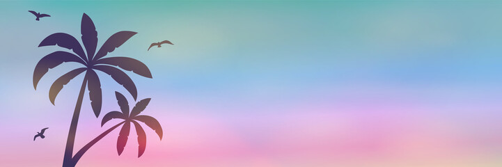 Summer sunset - banner with copyspace. Vector.