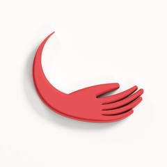 Hand Red Symbol . 3D Render illustration