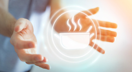 Businessman using application to order home made food online 3D rendering