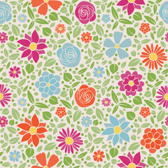 Fototapeta na wymiar Abstract floral background - seamless pattern with spring flowers. Mother's Day, Woman's Day and Valentine's Day. Vector.
