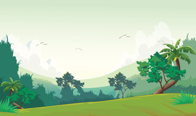 Fototapeta premium illustration of Forest scene at day time