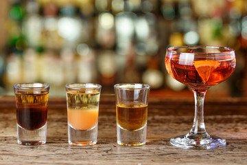 Different cocktails at the bar