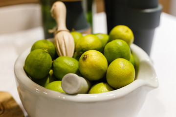 Fresh limes in a bowl