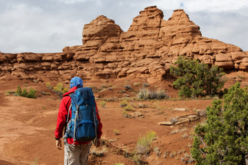 Hiker in Kodachrome Basin state park in Utah, USA