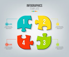 Puzzle infographics template. Vector illustration.