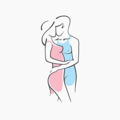 Sexy fitness naked girl with a chic figure. Intimate sexy lady, model in a pose. Lovely  ass In swimsuit, panties. Drawn graphics for design, Abstraction background