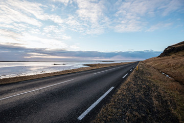 Scenic landscape of mountains in Iceland, lava field