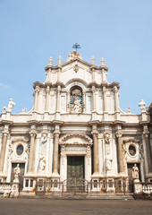 Fototapeta na wymiar Piazza del Duomo and Cathedral of Santa Agatha in Catania, Italy.