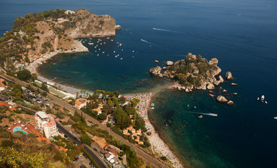 Fototapeta na wymiar Isola bella island in Taormina, Sicily, Italy.