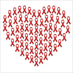 Heart with red ribbon aids icon collection - 203824146