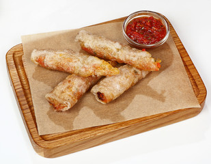 Spring rolls with vegetables. Crispy Rolls in Tempura