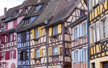 Fototapeta na wymiar Amazing traditional old houses in a small town Colmar in France