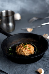 Cooked fried cutlet pan