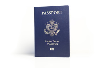 A US Passport on a white background.