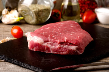 raw steak black angus meat plate