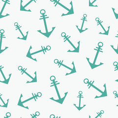 Simple graphic seamless pattern of marine themes. Anchor of ship wrapping paper texture for design. Oceanic vector background, repeating wallpaper
