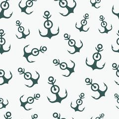 Simple graphic seamless pattern of marine themes. Anchor of ship wrapping paper texture for design. Oceanic vector background, repeating wallpaper