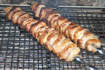Fleischspieß  grillen, Schaschlik grillen