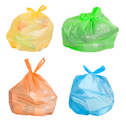 Bags with waste sorted for recycling