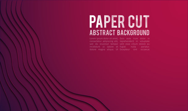 Paper cut banner concept. Paper carve Purple gradient for card poster brochure flyer design in red colors. 3d abstract background