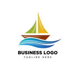 abstract sailing on ocean logo