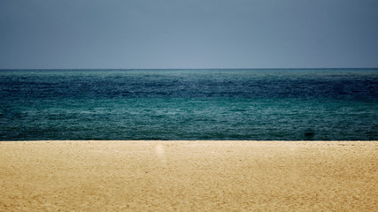 Fototapeta na wymiar sky, ocean and sandy beach, minimalism