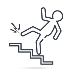 Man walking on stairs and injury icon,  people injury symbol simple line icon