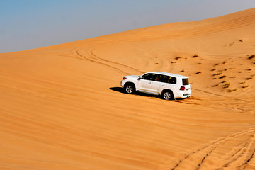 Obraz premium Jeep Rally on the Dunes of the Sahara Desert