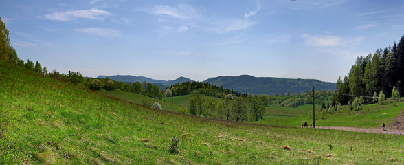 Panorama Góry Wałbrzyskie Chełmiec zejście do Buguszów Gorce - obrazy, fototapety, plakaty