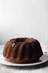 Homemade pound cake with chocolate suace