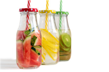 Refreshing summer homemade lemonade. Detox fruit water.