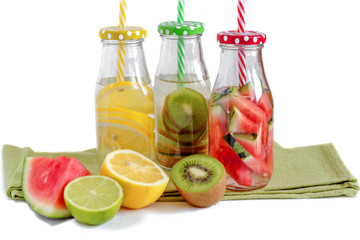 Refreshing summer homemade lemonade. Detox fruit water.