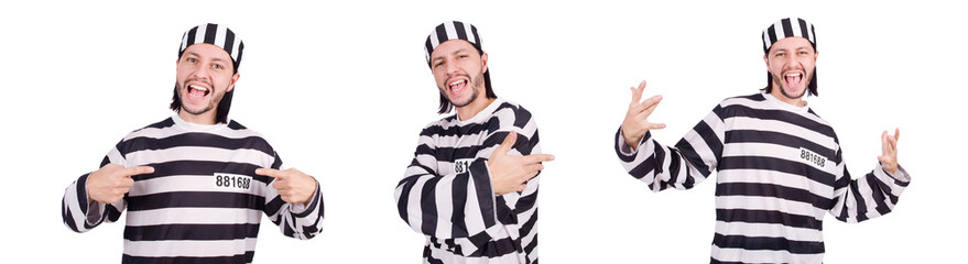 Prison inmate isolated on the white background