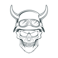 Skull illustration. Evil skull on white background. Vector graphics to design.