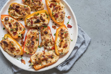 peppers stuffed with cheese, bacon and herbs