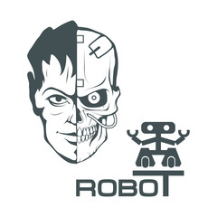 robotic face. Robot logo for design. Robotics. Vector graphics to design.