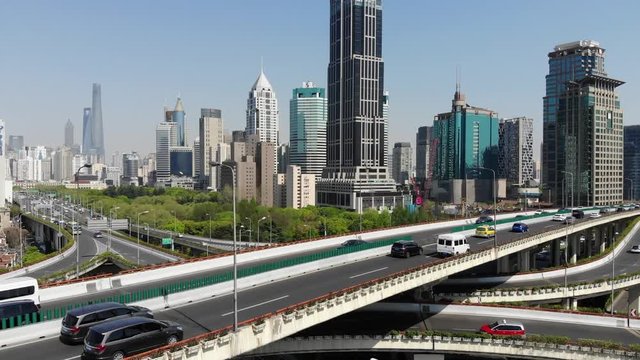 aerial shanghai road junction