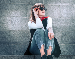 stylish girl with glasses