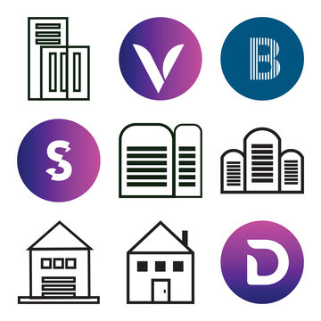 Set Of 9 simple editable icons such as D, Apartment, Apartment