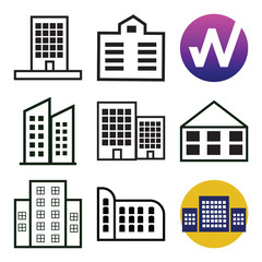 Fototapeta premium Set Of 9 simple editable icons such as Apartment, Apartment, Apartment