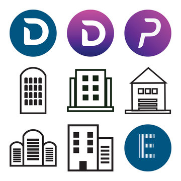 Set Of 9 simple editable icons such as E, Apartment, Apartment